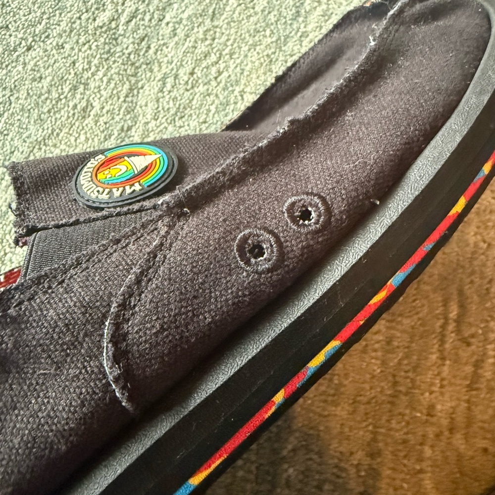 Black Hemp Shoes with Rainbow Sole